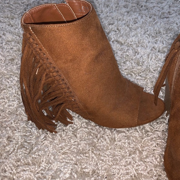 Suede Open Toe Booties - Picture 1 of 4